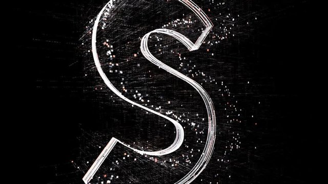 4k S letter alphabet word tag cloud;computer code particle.The Matrix binary text design animation;changing from zero to one digits;abstract tech background.