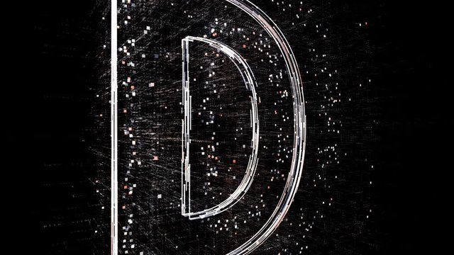 4k D letter alphabet word tag cloud;computer code particle.The Matrix binary text design animation;changing from zero to one digits;abstract tech background.