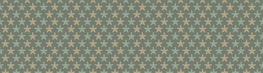 Christmas wrapping paper with hand drawn snowflakes. Vector.