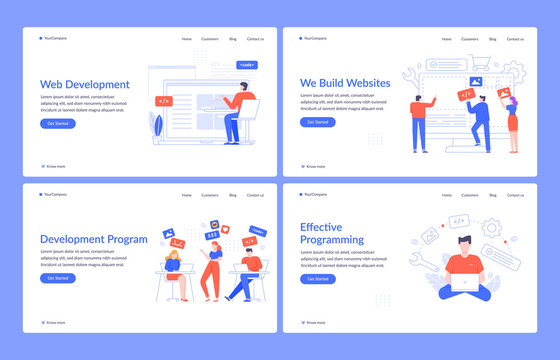 Web development. Website design, code engineering and creative interface vector landing page template. Coding and programming homepage layout. UI, UX, html, javascript. Navigating technology