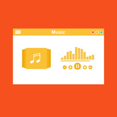 Fototapeta premium Streaming music vector illustration. Online broadcast service system for song listening without download. Online media playback using wireless cloud content template
