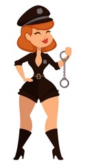 Woman in sexy police officer costume isolated female character