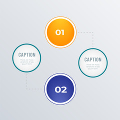 Rounded number infographics template design. Business concept infograph with 2 options, steps, or processes. Vector visualization can be used for workflow layout, diagram, annual report, web