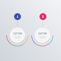 Rounded information infographics template design. Business concept infograph with 2 options, steps, or processes. Vector visualization can be used for workflow layout, diagram, annual report, web