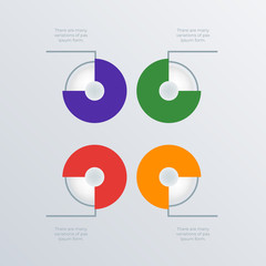 Rounded statistical infographics template design. Business concept infograph with 4 options, steps, or processes. Vector visualization can be used for workflow layout, diagram, annual report, web