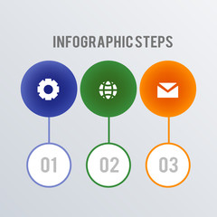 Round Visualized Numbers infographic template design. Business concept infograph with 3 options, steps or processes. Vector visualization can be used for workflow layout, diagram, annual report, web