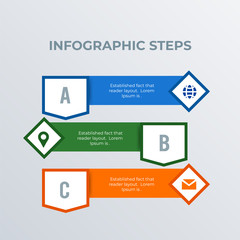 List infographic template design. Business concept infograph with 3 options, steps or processes. Vector visualization can be used for workflow layout, diagram, annual report, web