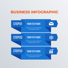 Blue list infographic template design. Business concept infograph with 3 options, steps or processes. Vector visualization can be used for workflow layout, diagram, annual report, web