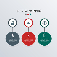 Rounded infographic template design with icons. Business concept infograph with 3 options, steps or processes. Vector visualization can be used for workflow layout, diagram, annual report, web
