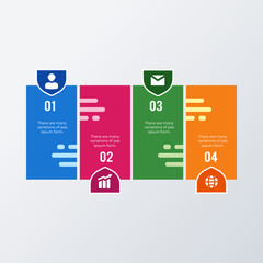 Informational 4 columns infographic template design. Business concept infograph with 4 options, steps or processes. Vector visualization can be used for workflow layout, diagram, annual report, web