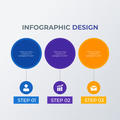 Obraz premium Three Rounded infographic template design. Business concept infograph with 3 options, steps or processes. Vector visualization can be used for workflow layout, diagram, annual report, web