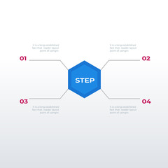 Organizational hexagon infographic template design. Business concept infograph with 4 options, steps or processes. Vector visualization can be used for workflow layout, diagram, annual report, web