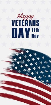 Vertical Modern Design Banner Template In Veterans Day Style. Beautiful Design And Layout