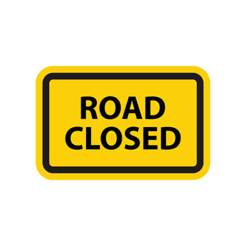 Yellow road closed signs vector illustration