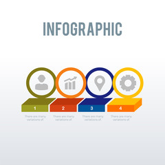 Rounded infographic template design. Business concept infograph with 4 icons, options, steps or processes. Vector visualization can be used for workflow layout, diagram, annual report, web