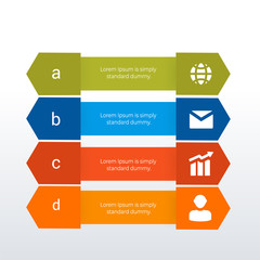 4 horizontal infographic template design. Business concept infograph with 4 icons, options, steps or processes. Vector visualization can be used for workflow layout, diagram, annual report, web