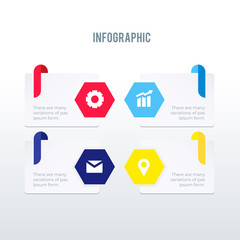 Informational infographic template design. Business concept infograph with 4 options, steps or processes. Vector visualization can be used for workflow layout, diagram, annual report, web
