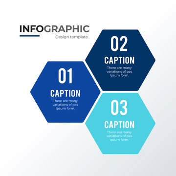 Blue Hexagons Infographic Template Design. Business Concept Infograph With 3 Options, Steps Or Processes. Vector Visualization Can Be Used For Workflow Layout, Diagram, Annual Report, Web