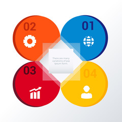 Rounded infographic template design. Business concept infograph with 4 icons, options, steps or processes. Vector visualization can be used for workflow layout, diagram, annual report, web