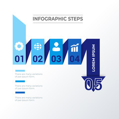Blue Hierarchical infographic template design. Business concept infograph with 4 icons, 5 options, steps or processes. Vector visualization can be used for workflow layout, diagram, annual report, web