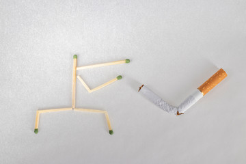 Match athlet, fighter with smoking.