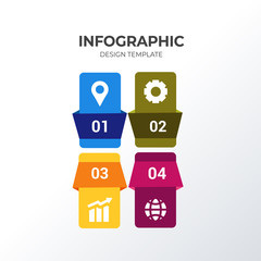 3D infographic template design. Business concept infograph with 4 icons, options, steps or processes. Vector visualization can be used for workflow layout, diagram, annual report, web
