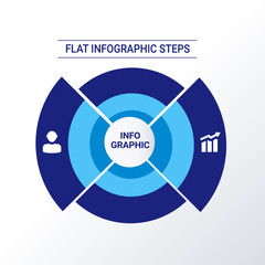Rounded infographic template design. Business concept infograph with 2 icons, options, steps or processes. Vector visualization can be used for workflow layout, diagram, annual report, web