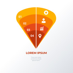 Orange wave infographic template design. Business concept infograph with 4 icons, options, steps or processes. Vector visualization can be used for workflow layout, diagram, annual report, web