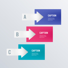 Process arrows infographics template design. Business concept infograph with 3 options, steps or processes. Vector visualization can be used for workflow layout, diagram, annual report, web