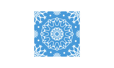 Vector snowflake seamless pattern on blue background