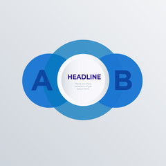 Blue infographic template design. Business concept infograph with 2 options, steps or processes. Vector visualization can be used for workflow layout, diagram, annual report, web