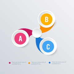 Rounded alphabets infographic template design. Business concept infograph with 3 options, steps or processes. Vector visualization can be used for workflow layout, diagram, annual report, web