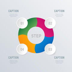 Rounded statistical infographic template design. Business concept infograph with 4 options, steps or processes. Vector visualization can be used for workflow layout, diagram, annual report, web