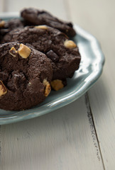 Chocolate biscuits with white chocolate chunks