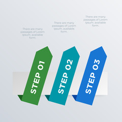 Ribbon arrows infographic template design. Business concept infograph with 3 options, steps or processes. Vector visualization can be used for workflow layout, diagram, annual report, web