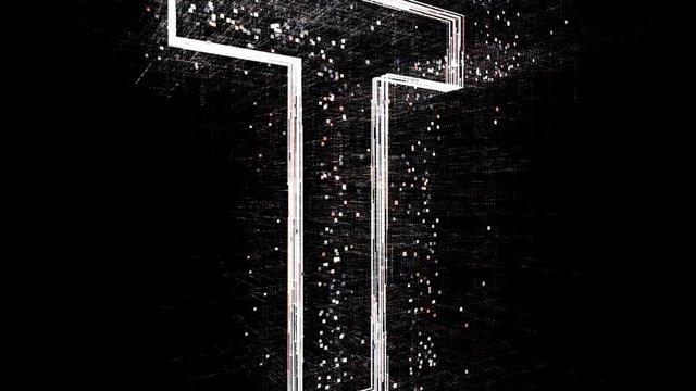 4k T letter alphabet word tag cloud;computer code particle.The Matrix binary text design animation;changing from zero to one digits;abstract tech background.