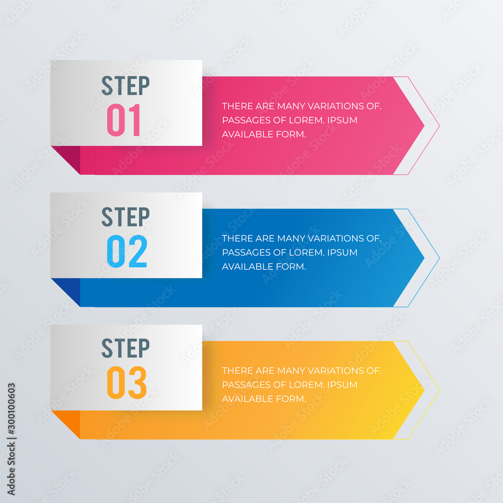 Wall mural List infographics template design. Business concept infograph with 3 options, steps or processes. Vector visualization can be used for workflow layout, diagram, annual report, web