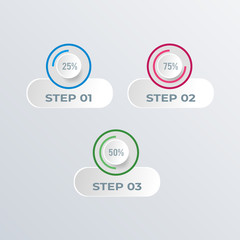 Rounded statistical infographics template design. Business concept infograph with 3 options, steps or processes. Vector visualization can be used for workflow layout, diagram, annual report, web