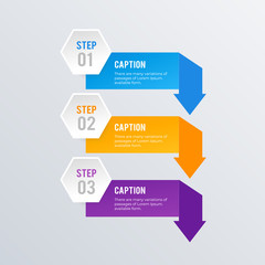 Arrow list infographic template design. Business concept infograph with 3 options, steps or processes. Vector visualization can be used for workflow layout, diagram, annual report, web