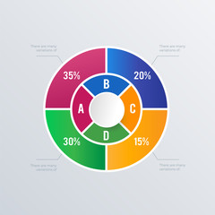 Rounded statistical infographic template design. Business concept infograph with 4 options, steps or processes. Vector visualization can be used for workflow layout, diagram, annual report, web