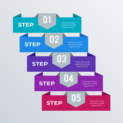3D ribbon infographics template design. Business concept infograph with 5 options, steps or processes. Vector visualization can be used for workflow layout, diagram, annual report, web