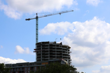 New apartments or flats of concrete being built in Europe
