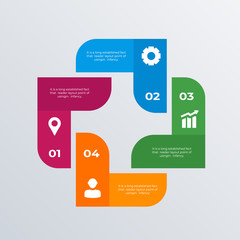 Informational icons infographic template design. Business concept infograph with 4 options, steps or processes. Vector visualization can be used for workflow layout, diagram, annual report, web
