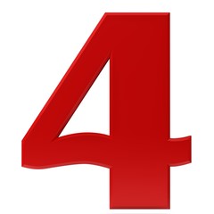 Fototapeta premium 4 four number red 3d sign
