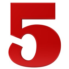 5 five number red 3d sign