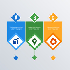 Informational infographic template design. Business concept infograph with 3 options, steps or processes. Vector visualization can be used for workflow layout, diagram, annual report, web