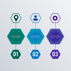 Hexagon infographic template design. Business concept infograph with 3 options, steps or processes. Vector visualization can be used for workflow layout, diagram, annual report, web