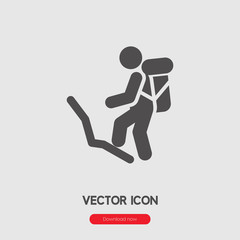 Climbing icon vector. Linear style sign for mobile concept and web design. Hiking symbol illustration. Pixel vector graphics - Vector.	
