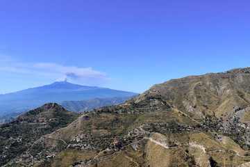 Fototapeta na wymiar Etna volcano erupting on the island Sicily in Italy