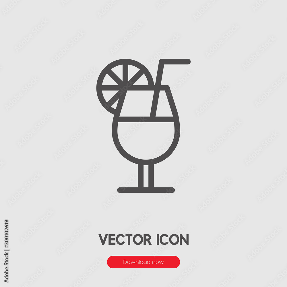 Poster cocktail icon vector. linear style sign for mobile concept and web design. cocktail symbol illustrat